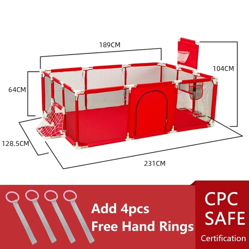 Large waterproof indoor baby playpen by Nova Mart, safety barrier fence with soft, secure sides for child play area.