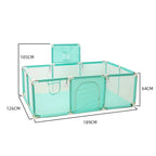 Safety baby playpen with basketball frame by Nova Mart, indoor kids playground with colorful safety barriers and basketball hoop.