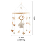 Wooden crochet stars baby crib mobile with bell rattle toy, soft baby toy from Nova Mart featuring star-shaped crochet designs.