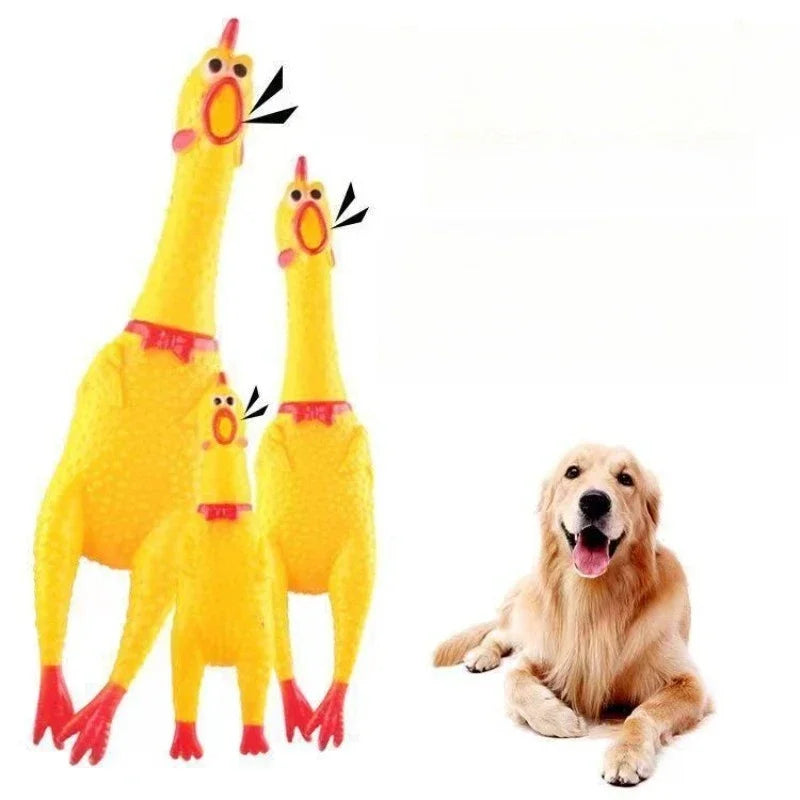 Squeaky Screaming Chicken Pet Toy Funny Molar Chew Rubber Toy Small Large DogPet Squeaker Chew Toys Funny Chicken Puppy1pcs - Image 1