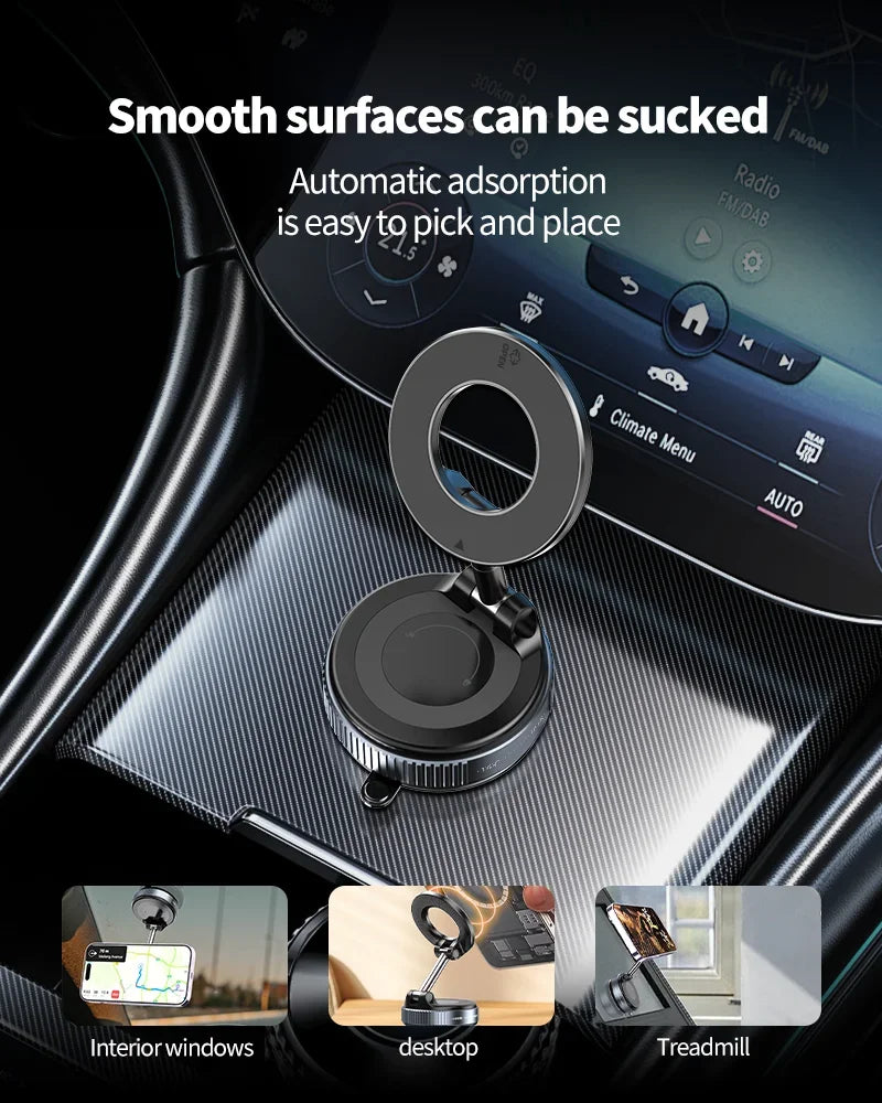 Rotating Folding Magnetic Phone Holder Vacuum Suction Mag Stand for Car Navigation Gym Kitchen - Universal GPS Streaming Bracket - Image 8
