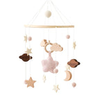 Wooden crochet stars baby crib mobile with bell rattle toy, Nova Mart baby toy for soothing and entertainment in cribs.