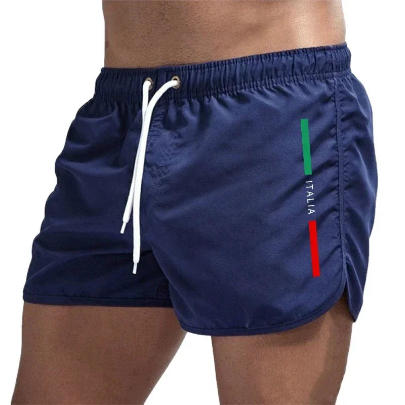 Men's Italy summer casual board shorts by Nova Mart with vibrant tropical print and comfortable fit for beach or pool.