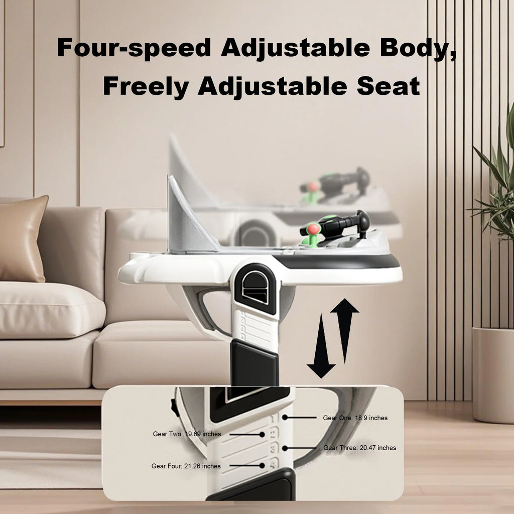 Nova Mart multifunctional baby walker with sunshade, cushioned seat, and built-in music for safe, comfortable baby mobility.