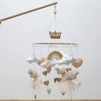 Nova Mart ballerina baby crib mobile with princess-themed plush figures hanging above a nursery crib for newborns