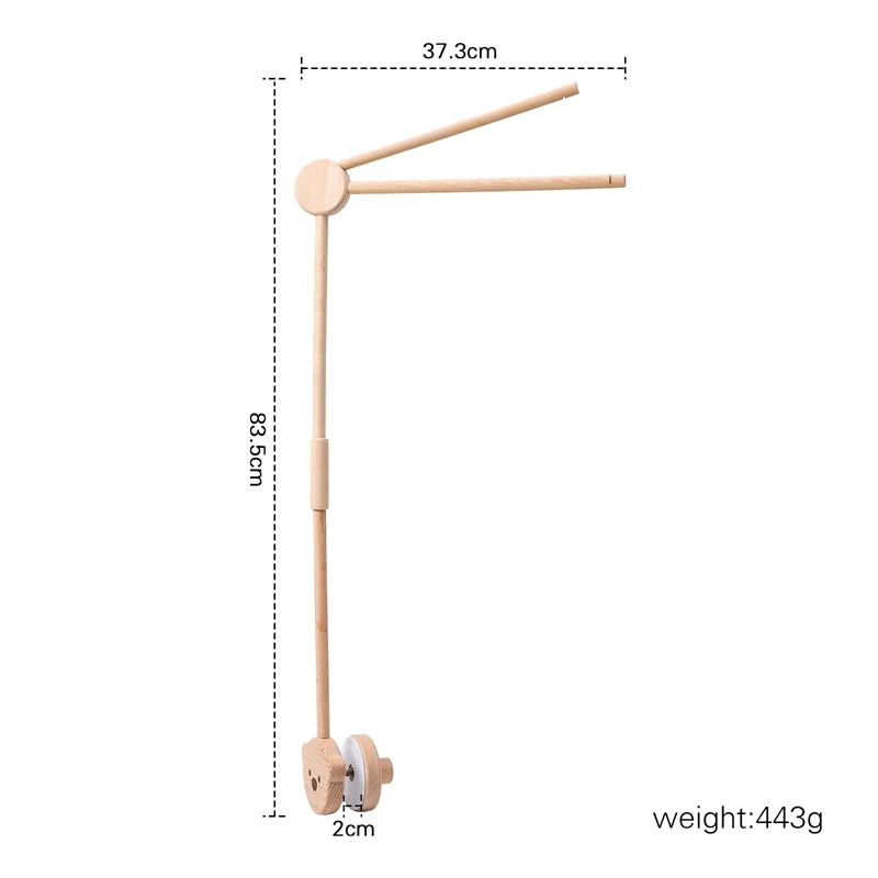Wooden baby crib rattle toy by Nova Mart with crochet bed bell bracket for infants aged 0-12 months, soft and colorful.