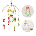 Wooden wind chime baby crib mobile with animal felt dolls and musical elements, designed for baby toys by Nova Mart.
