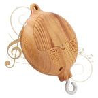 Wooden baby crib rattle toy with crochet bed bell bracket for infants 0-12 months, designed by Nova Mart for early sensory development.