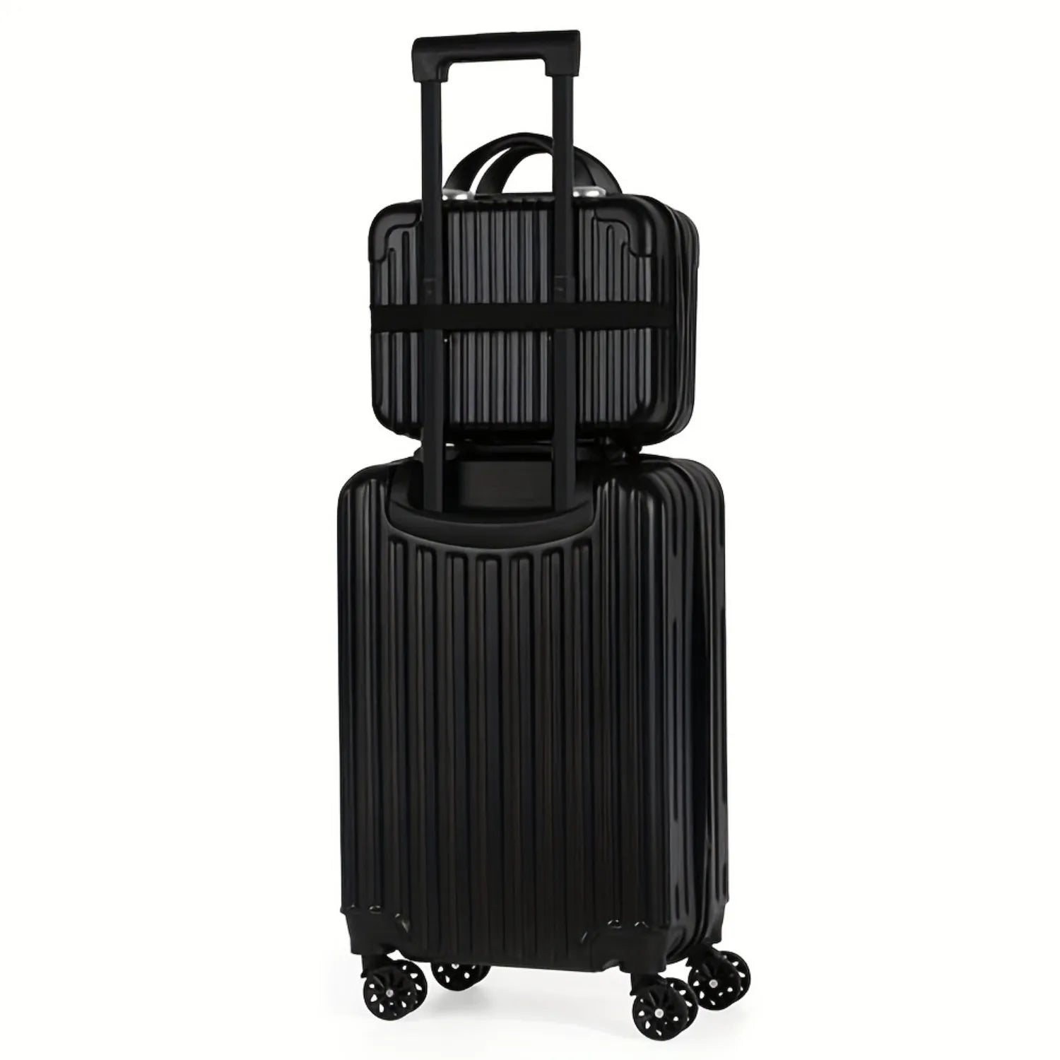 Two-piece Nova Mart hardshell luggage set with 20-inch and 14-inch suitcases, TSA locks, and durable nesting design.