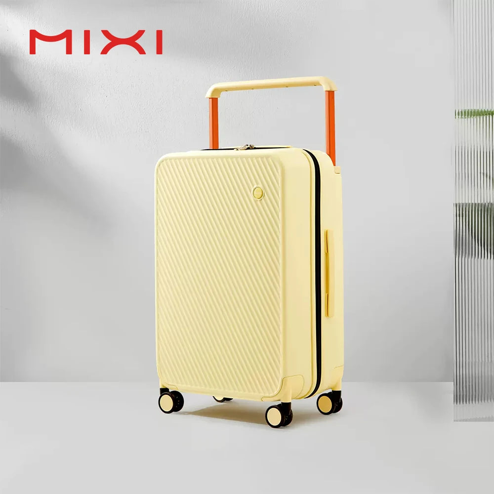 Nova Mart Mixi Wide Handle Hardside Suitcase with patent design, featuring a sleek hard shell and wide ergonomic handle.