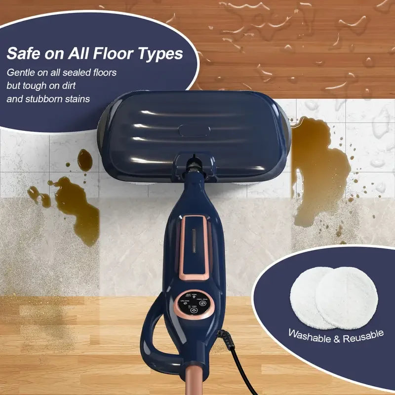 Nova Mart 10-in-1 Steam Mop Cleaner with 1300W power and rotating pad for effective floor cleaning.