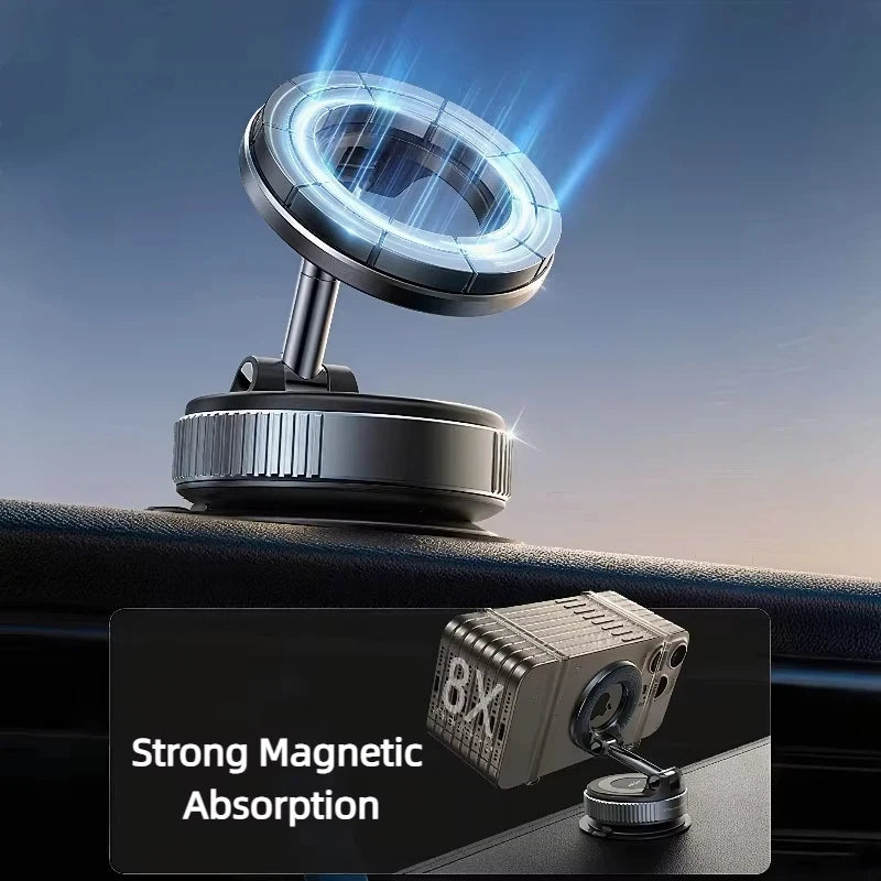 Rotating Folding Magnetic Phone Holder Vacuum Suction Mag Stand for Car Navigation Gym Kitchen - Universal GPS Streaming Bracket - Image 6