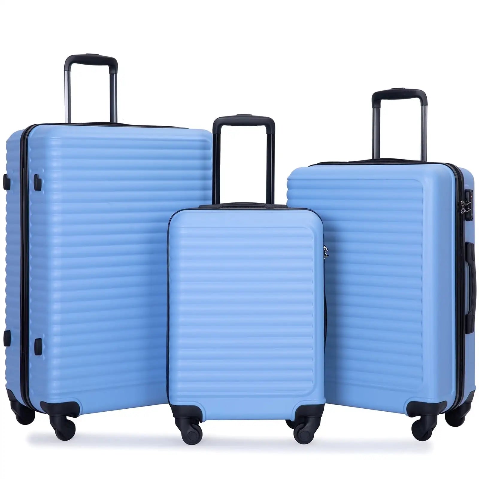 Nova Mart Travelhouse 3-piece hardside luggage set with durable ABS shells and TSA locks, perfect for secure travel.