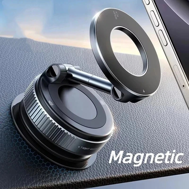 Rotating Folding Magnetic Phone Holder Vacuum Suction Mag Stand for Car Navigation Gym Kitchen - Universal GPS Streaming Bracket - Image 1