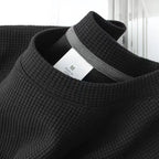 Men's navy blue waffle-knit round neck T-shirt by Nova Mart, short sleeve summer top with breathable fabric.