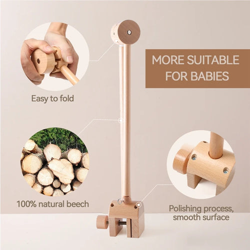 Wooden Baby Crib Rattle Toy Crochet Bed 14cm