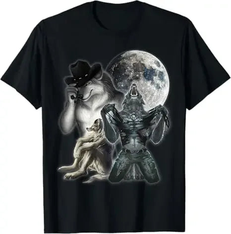Unisex men's Funny Wolf graphic T-shirt with humor slogan, streetwear style, featuring a bold wolf design on soft fabric.