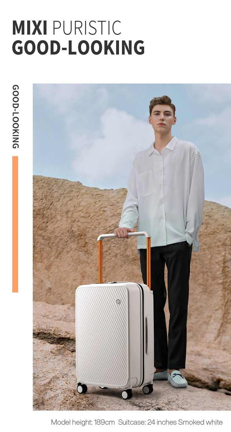Nova Mart Mixi Wide Handle Hardside Suitcase with patent design, durable luggage with a sleek exterior and spacious interior.