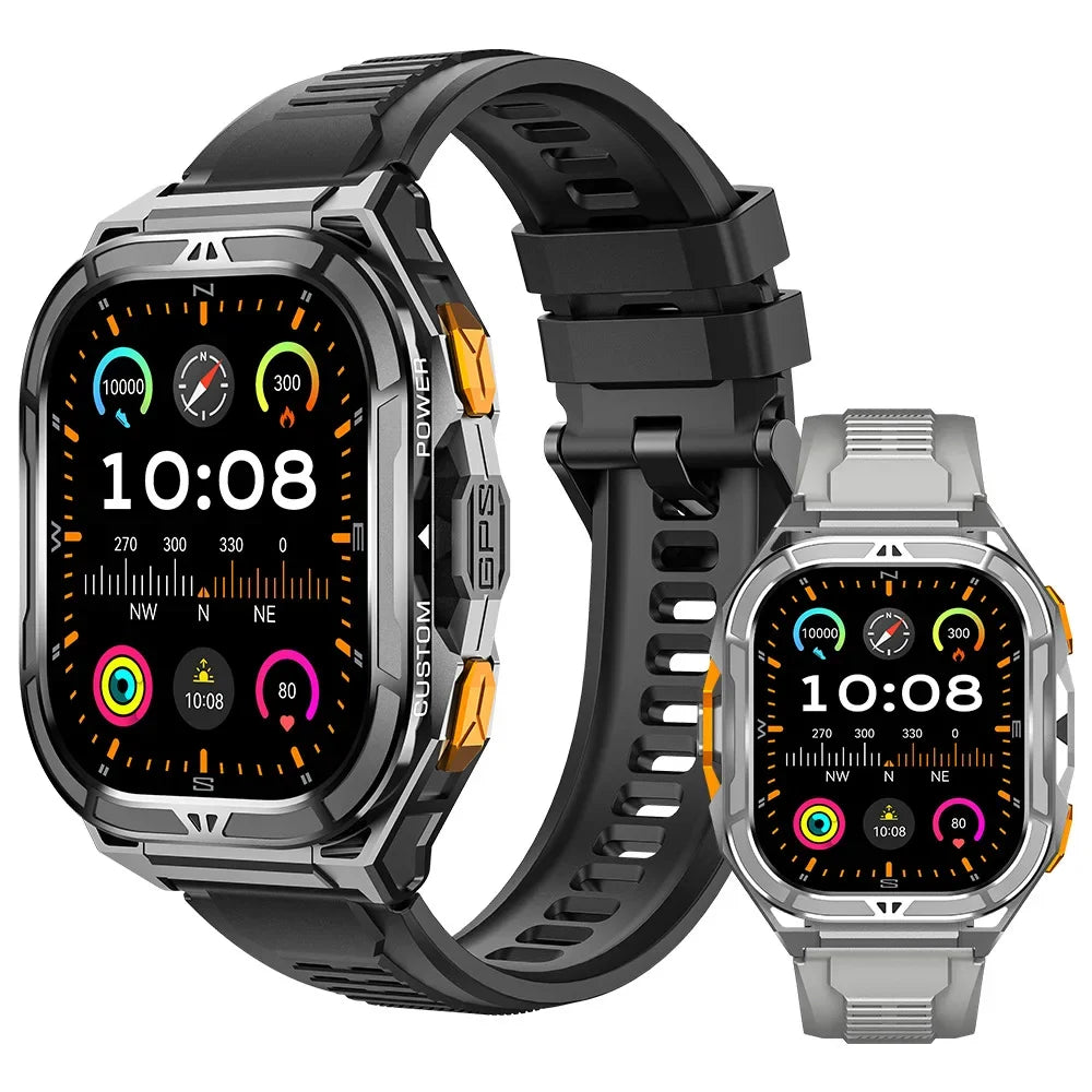 Smart Watch for Men and Women by Nova Mart showing a sleek black design with health tracker features and Bluetooth call functionality.