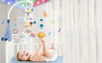 Baby crib mobile with lights, music, and projection by Nova Mart, featuring colorful toys and a remote control for soothing entertainment.