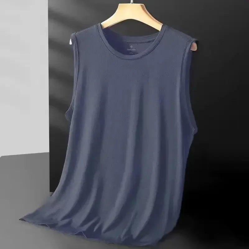 Men's ice silk mesh vest by Nova Mart, sleeveless summer top with breathable, lightweight fabric ideal for warm weather.