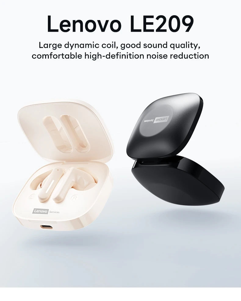Lenovo LE209 ANC earbuds with HiFi 12mm drivers and 30-hour battery, wireless earphones with noise cancellation and sleek design
