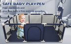 Large Nova Mart kids safety playpen with soft padding and ball pool, ideal for safe indoor play for children.