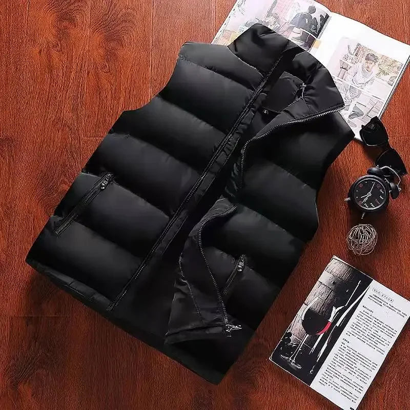 Men's waterproof sleeveless vest jacket by Nova Mart, warm winter waistcoat with zipper, suitable for autumn and winter outdoor wear