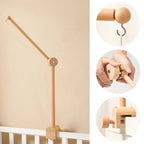Wooden baby crib rattle toy with crochet bed bell bracket for infants 0-12 months, Nova Mart baby toy for gentle play.