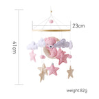 Wooden baby mobile and crib bell rattle toy by Nova Mart, featuring a music box design for newborns and infants up to 12 months.