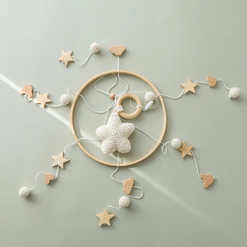 Wooden Crochet Stars Baby Crib Mobile – Musical