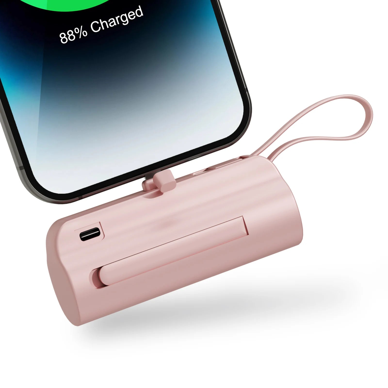 Mini Capsule Power Bank 4500mAh by Nova Mart with dual USB-C ports, compatible with iPhone and Android smartphones.