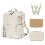 Nova Mart PU leather diaper backpack with changing pad and insulated pockets for moms, stylish and functional baby bag.