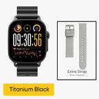 Realme Watch 5 smart watch with 1.97-inch AMOLED display, GPS, and IP68 water resistance, shown with fitness tracker features.