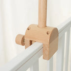 Baby wooden crib mobile with cloud-shaped hanging rattle toy and bracket, designed for infant cribs by Nova Mart.