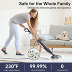 Nova Mart 10-in-1 steam mop cleaner with 1300W power and rotating pad for easy floor cleaning.