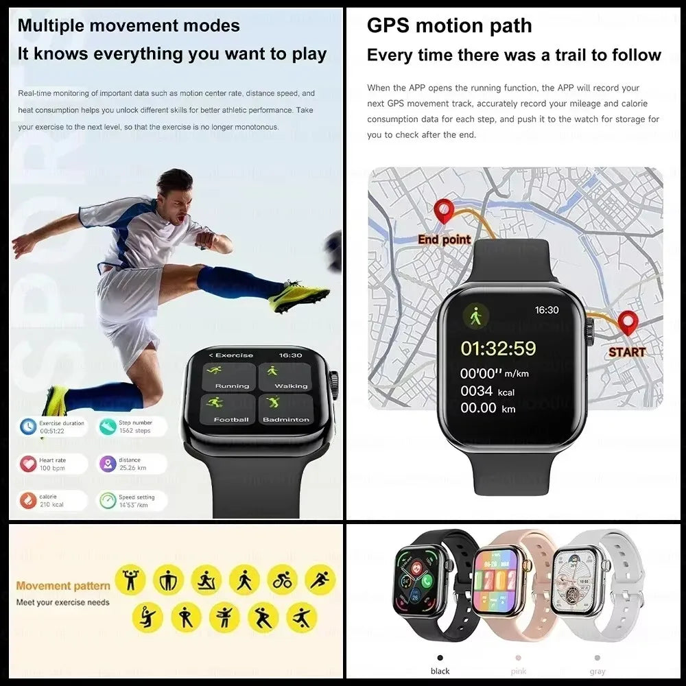 Nova Mart GPS Smart Watch Series 10 with music, NFC, Bluetooth call display, black fitness watch with digital screen