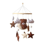Wooden baby crib rattle toy with crochet bed bell bracket, suitable for 0-12 months, by Nova Mart, featuring colorful, safe baby toy.