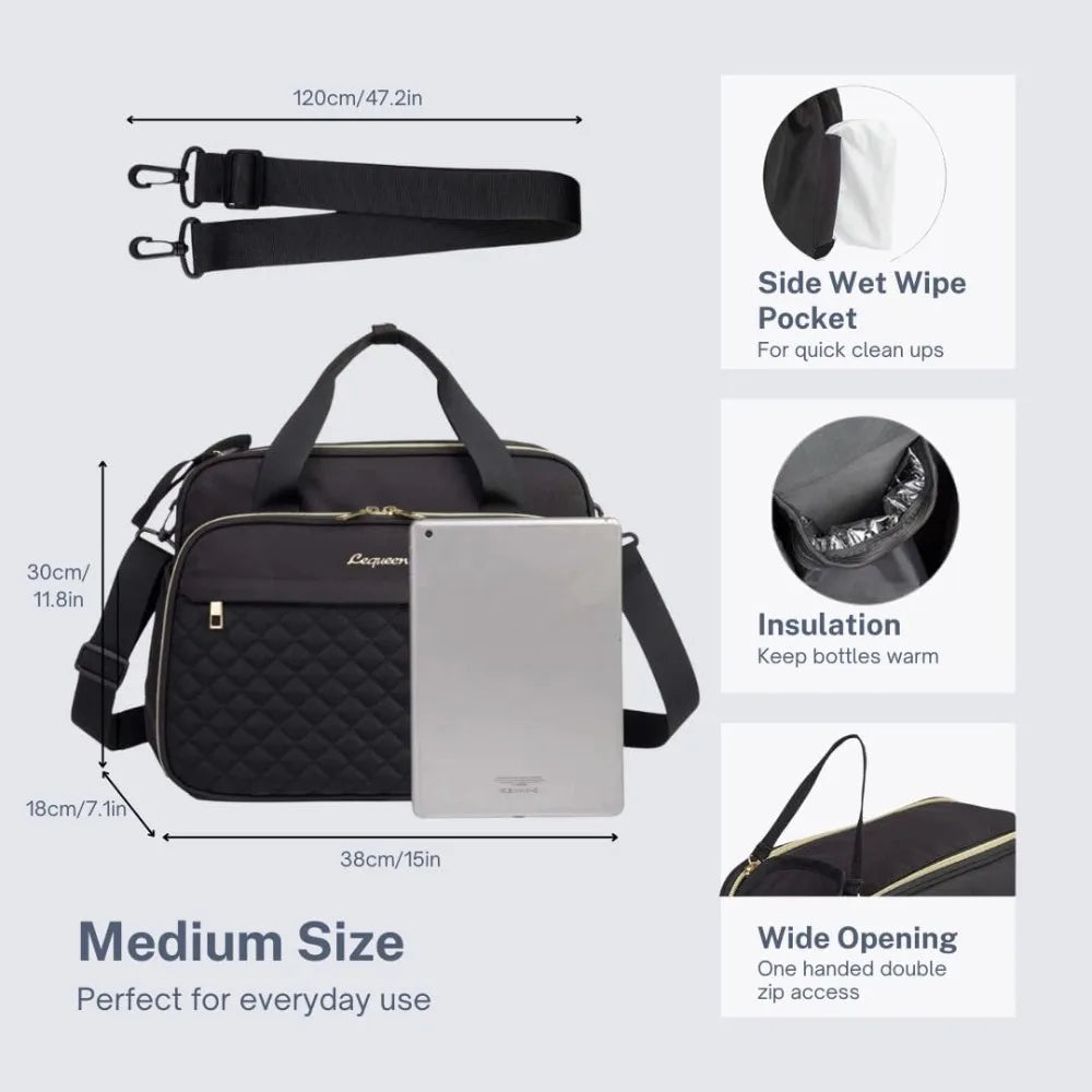 Large capacity Nova Mart baby diaper bag with 18 pockets and thermal pocket, crossbody style for easy organization.