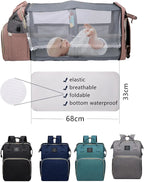 Pink Nova Mart diaper backpack with changing station, featuring multiple compartments and adjustable straps for moms.
