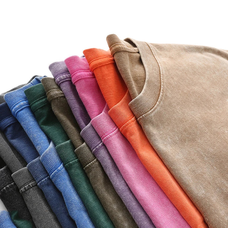 Men's oversized vintage washed cotton T-shirt by Nova Mart, casual streetwear style, displayed flat with a relaxed fit.