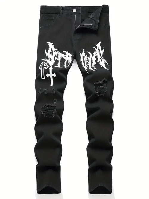 Men's Street Paint Printed Jeans – Bold