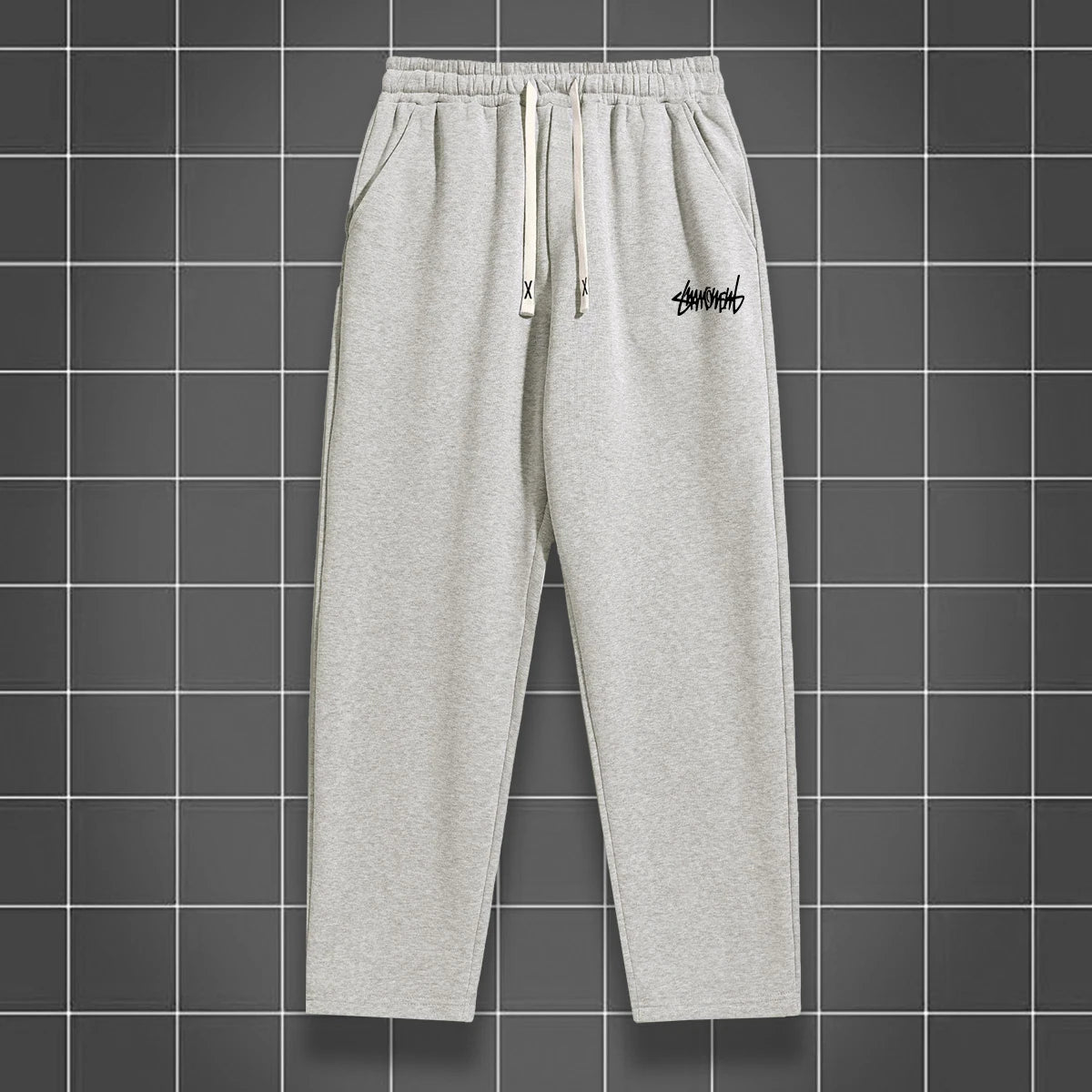 Men's solid color straight leg jogging pants by Nova Mart, casual sportswear with a comfortable fit and modern style.