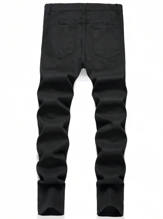 Men's street paint printed denim jeans by Nova Mart, casual hip-hop style with colorful graffiti design on classic blue denim.