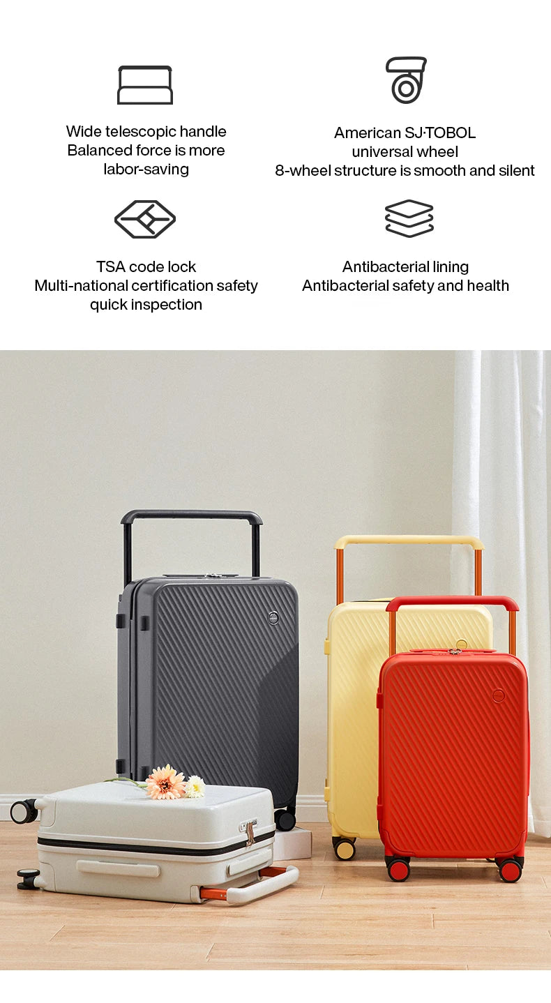 Nova Mart Mixi Wide Handle Hardside Suitcase with patent design, durable hard shell, and spacious interior for travel.