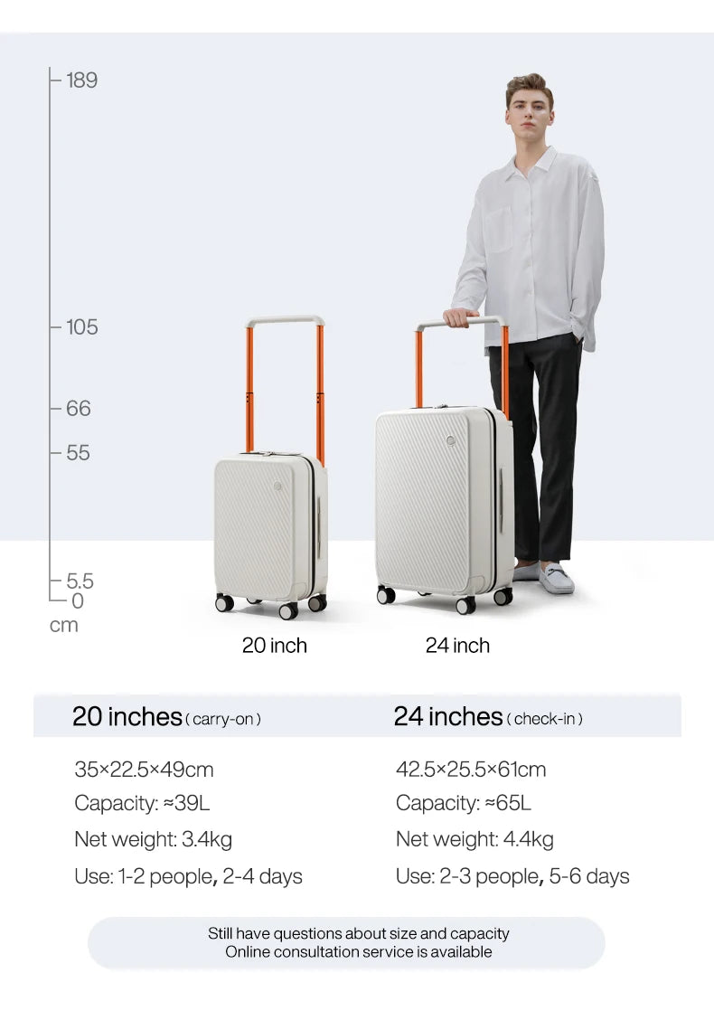 Nova Mart Mixi Wide Handle Hardside Suitcase with patent design, featuring a durable exterior and spacious interior for travel.