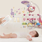 Baby crib mobile with lights, music, and projection by Nova Mart, featuring hanging toys and remote control for soothing bedtime entertainment.