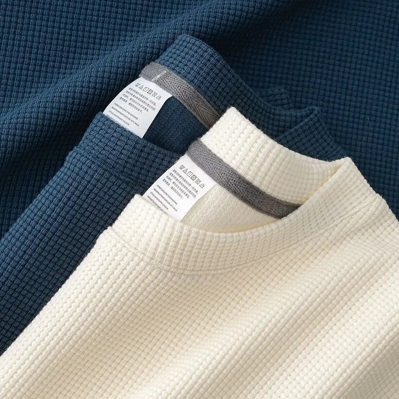 Men's breathable waffle round neck T-shirt by Nova Mart, short sleeve summer top, casual men's fashion.