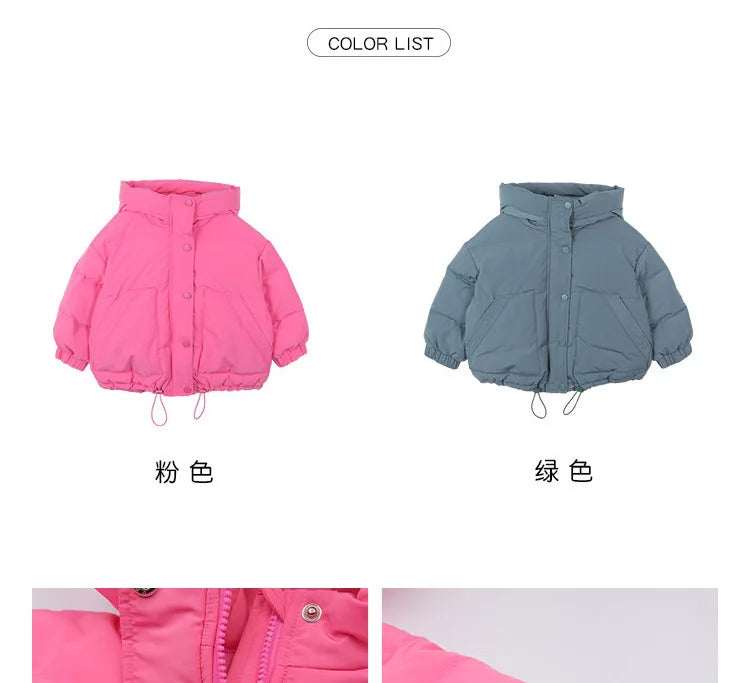 Kids thick padded winter coat by Nova Mart, warm boys and girls parka with insulated outerwear for cold weather.