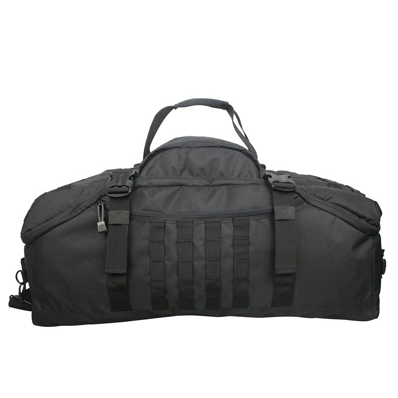 Nova Mart MOLLE tactical backpack in black, 30L, 45L, or 80L size, with multiple compartments and adjustable straps.